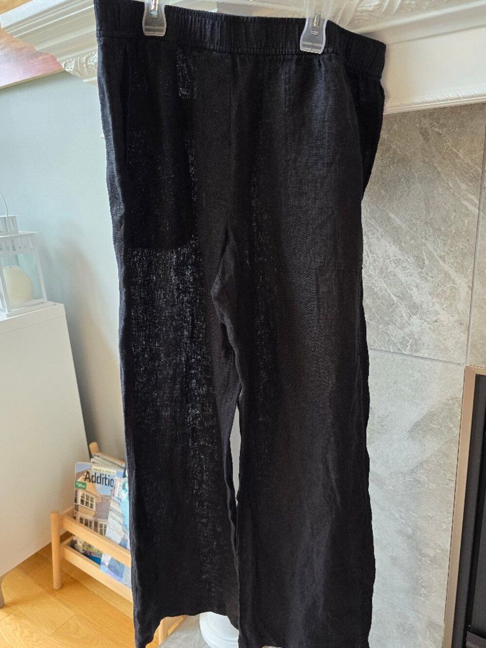 ZARA WIDE LEG LINEN PANTS BLACK size 32